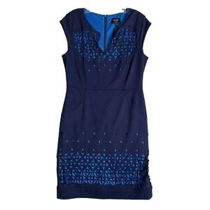 Laundry By Shelli Segal Dress Women Sz 10 Petite Ponte Knit Laser Cut Sheath